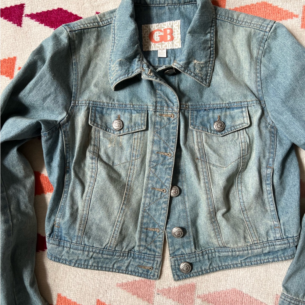 Gianni Bini dirty wash denim cropped jacket